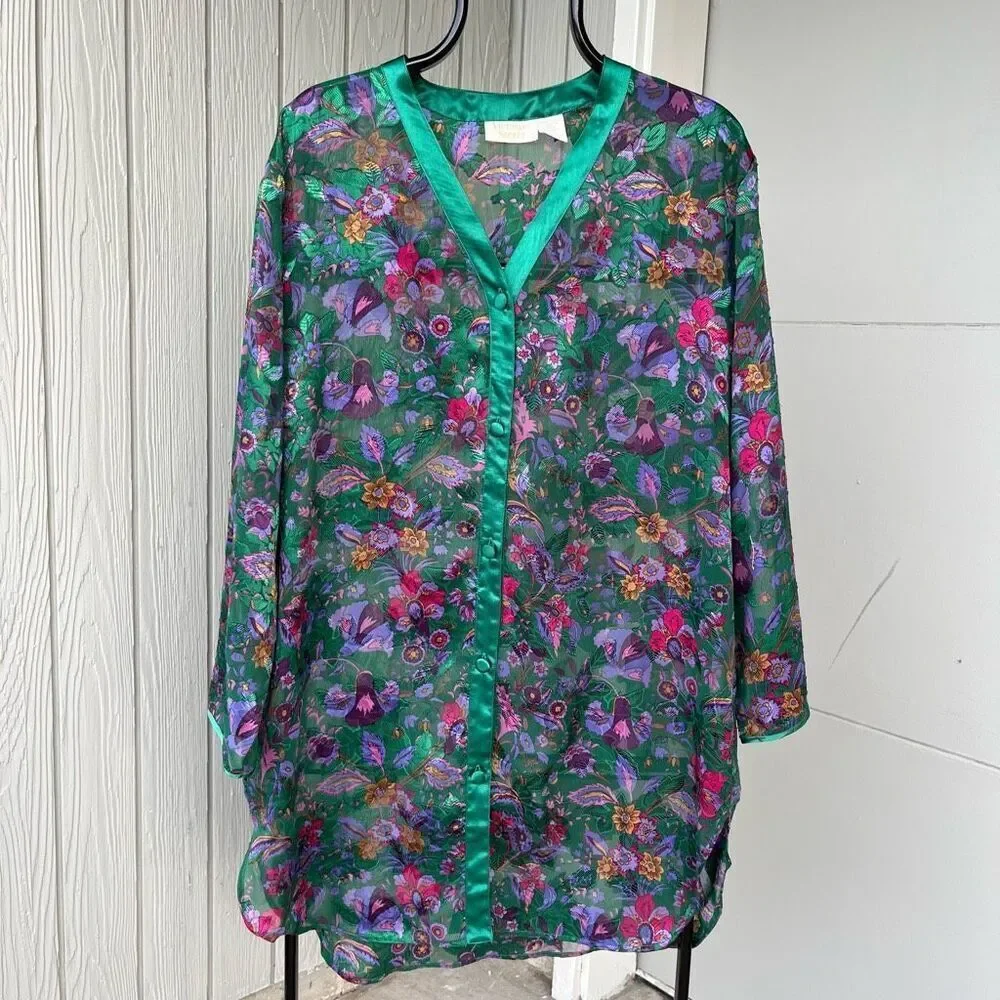 VTG Victoria's Secret Gold Label Floral Chiffon Burlesque, Size M/L